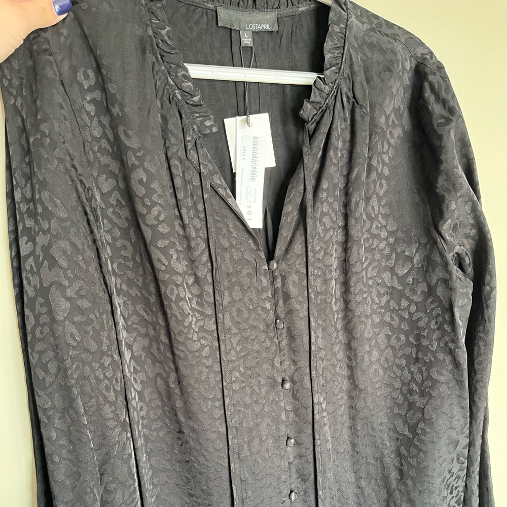 Black leopard blouse
